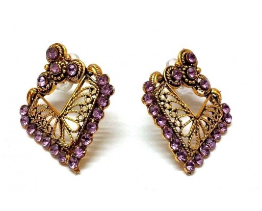 Golden Oxidized Women Earring Jhumka Jhumki Jewelry Drop PushBack Classy Gift 65